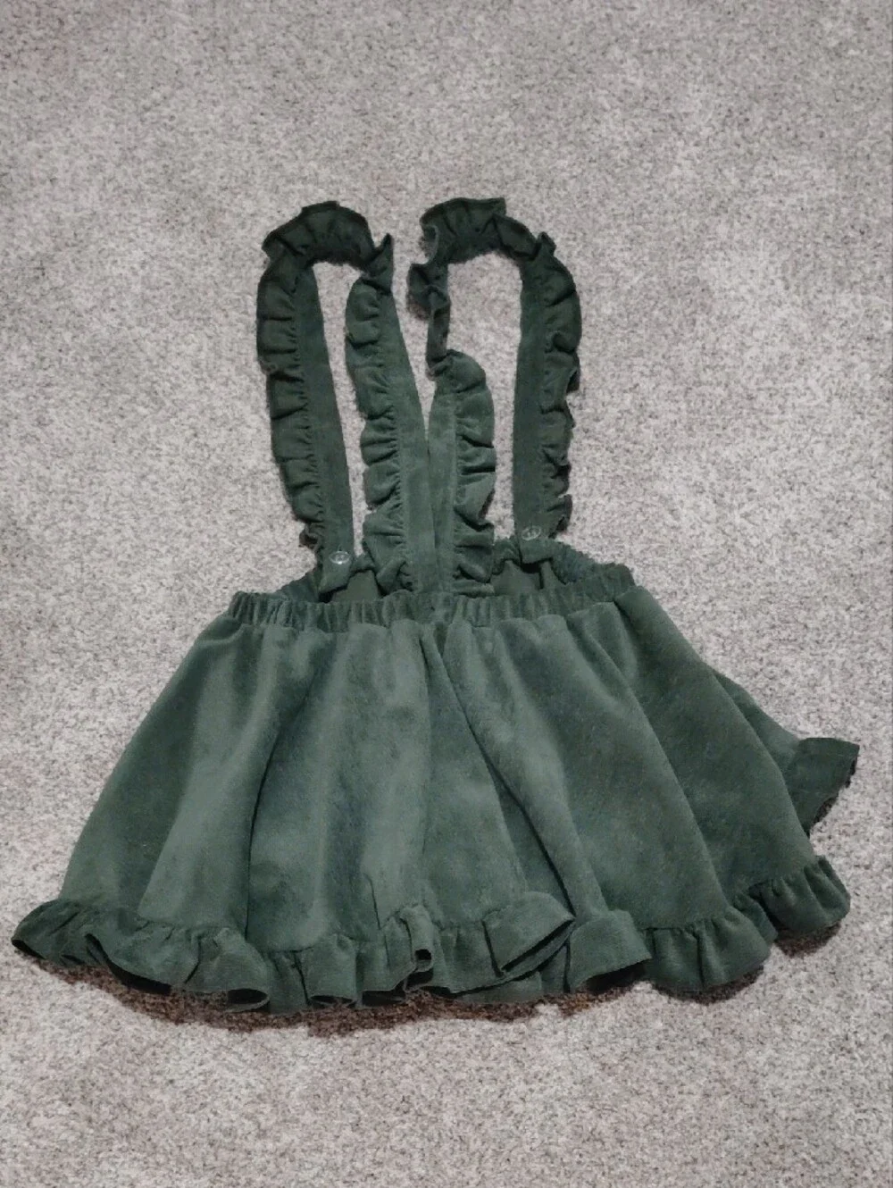 Numi Ruffle Pinafore Skirt in Deep Green for Kids